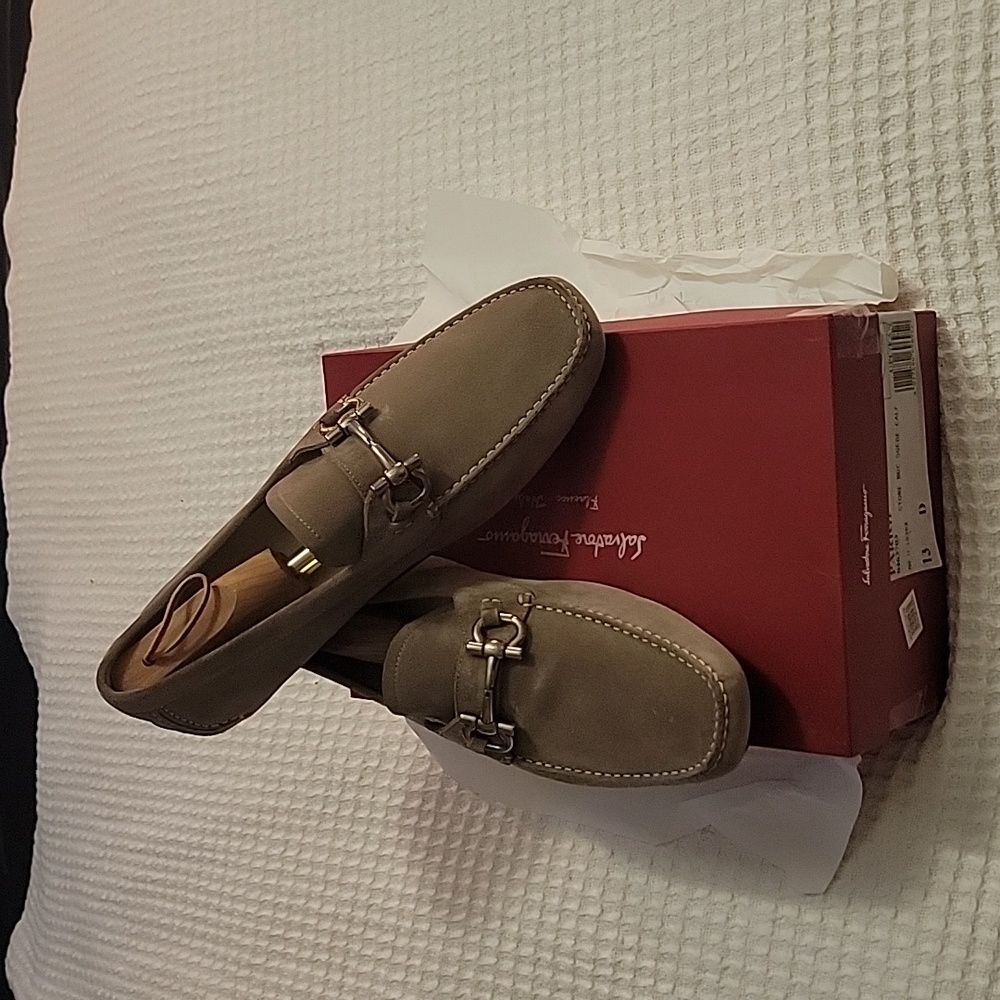 NIB Salvatore Ferragamo Parigi Men's Shoes Size 13 stone buc suede calf vintage